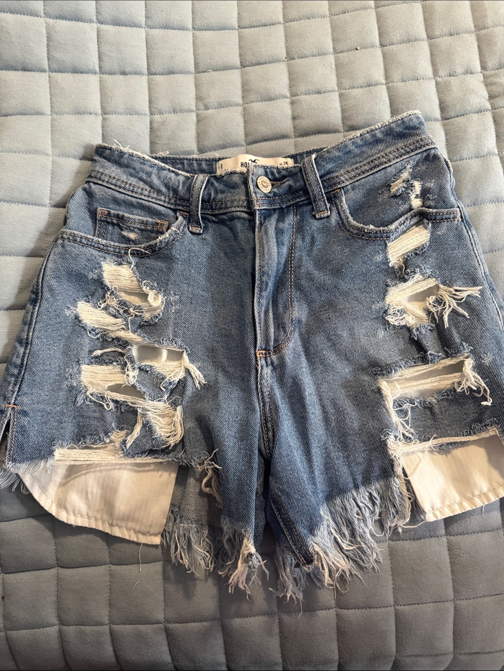 Hollister Distressed Light Blue Denim Cutoff Shorts